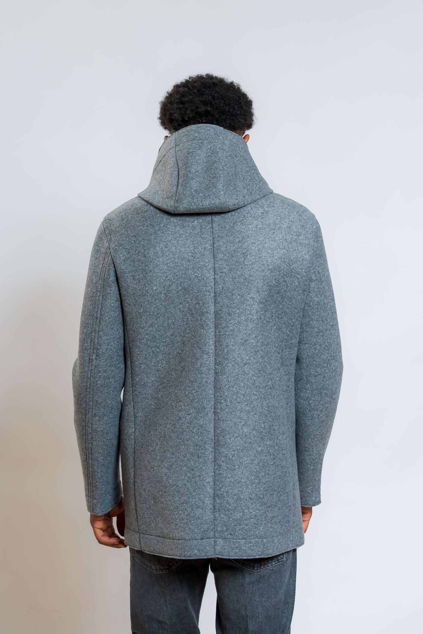 bob company cappotto wick con cappuccio in neoprene grigio - visuale posteriore