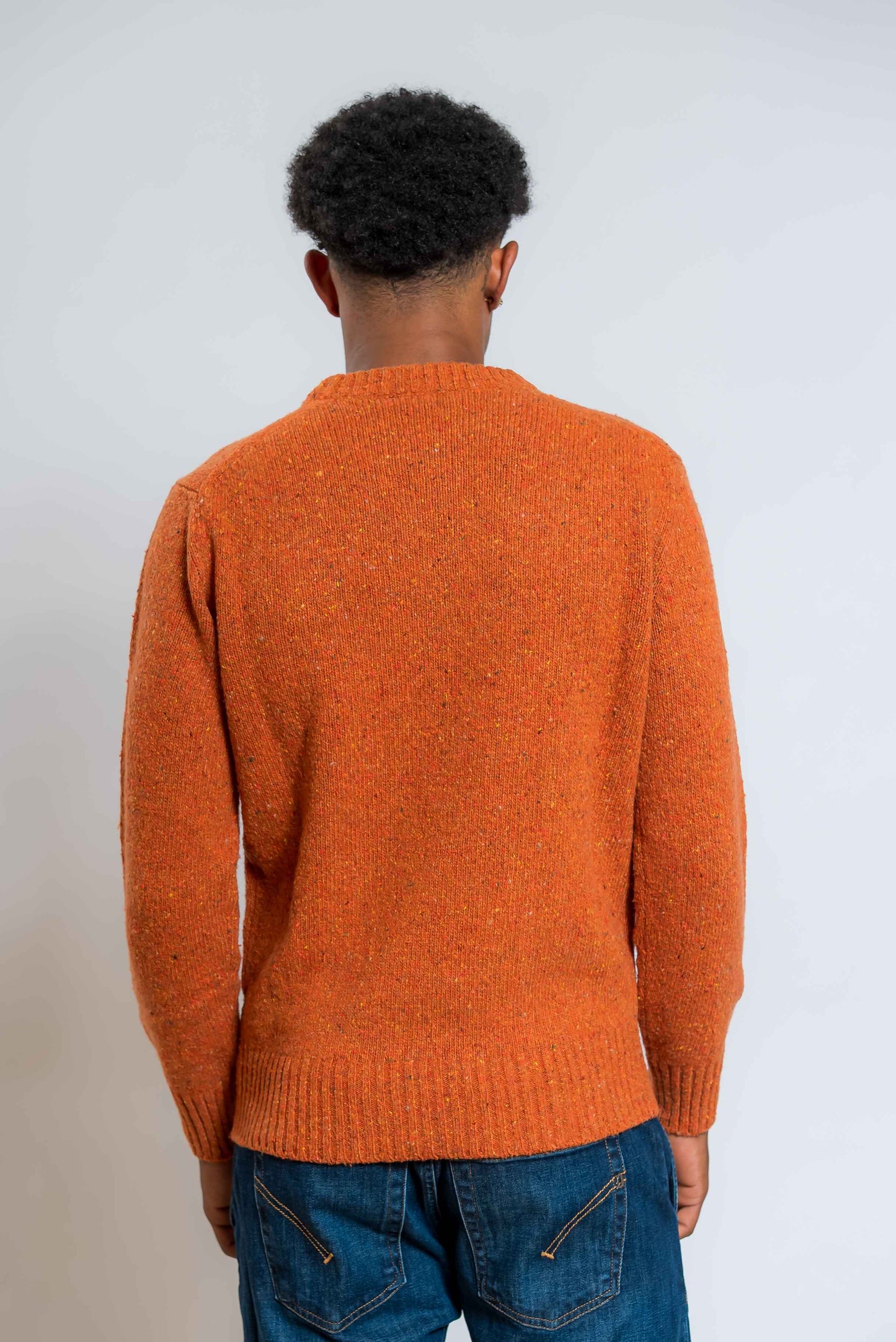 kangra uomo maglione a girocollo in lana boucle arancione 