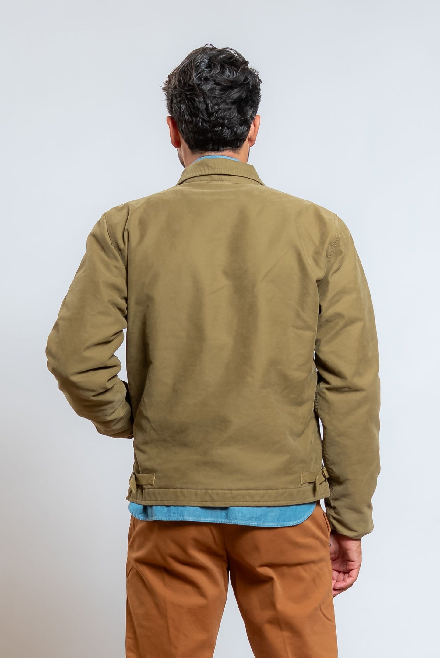 chesapeak's giubbino a2 deck realizzato in cotone verde con colletto a camicia - vista posteriore