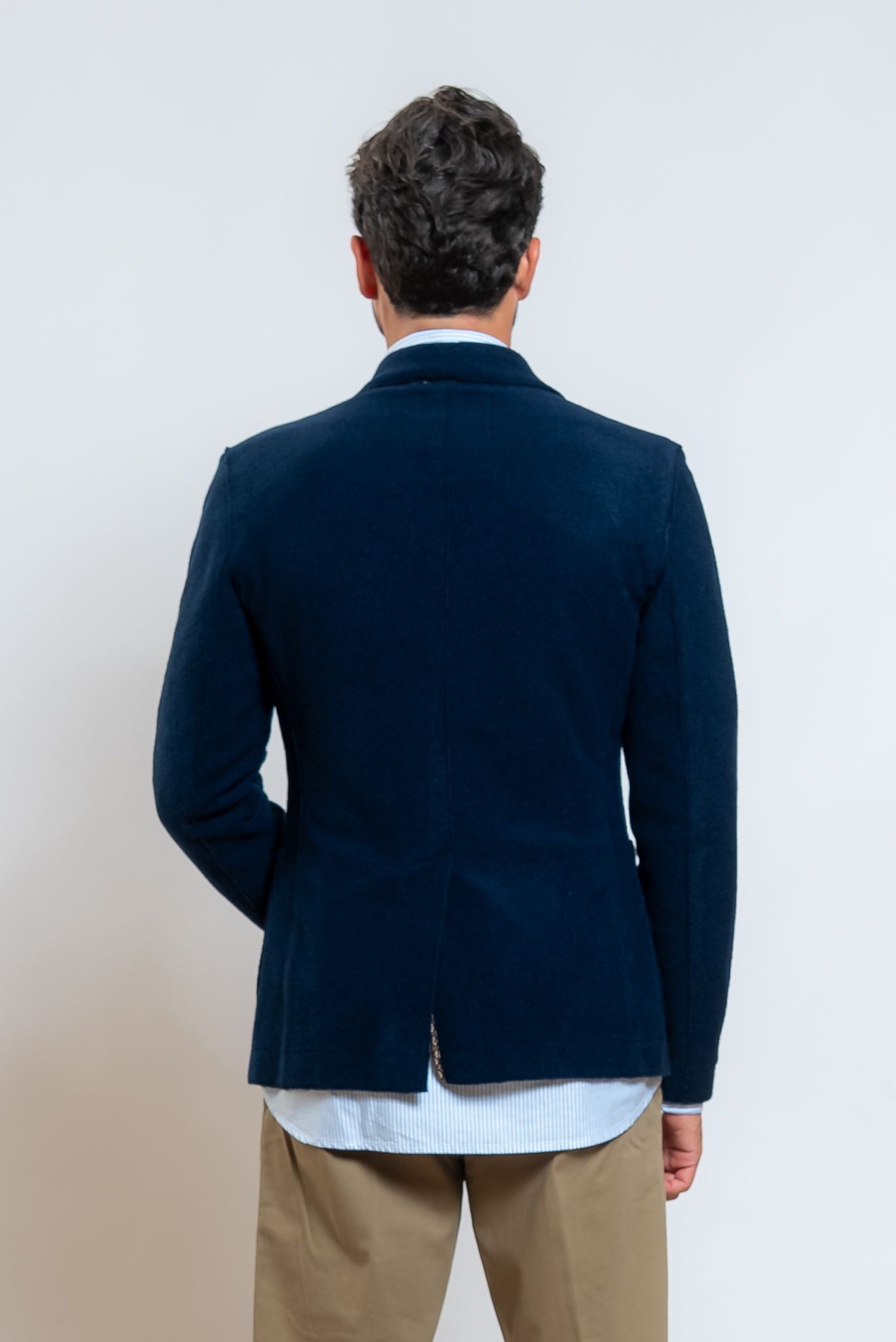 bob giacca soft monopetto blu con revers classico - vista posteriore