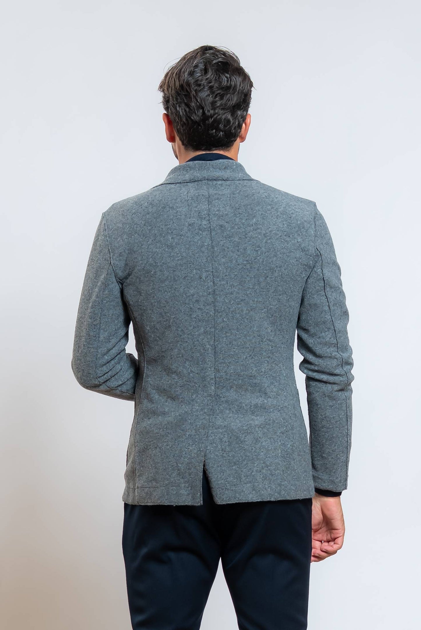 Giacca Monopetto Soft in Maglia Grigia