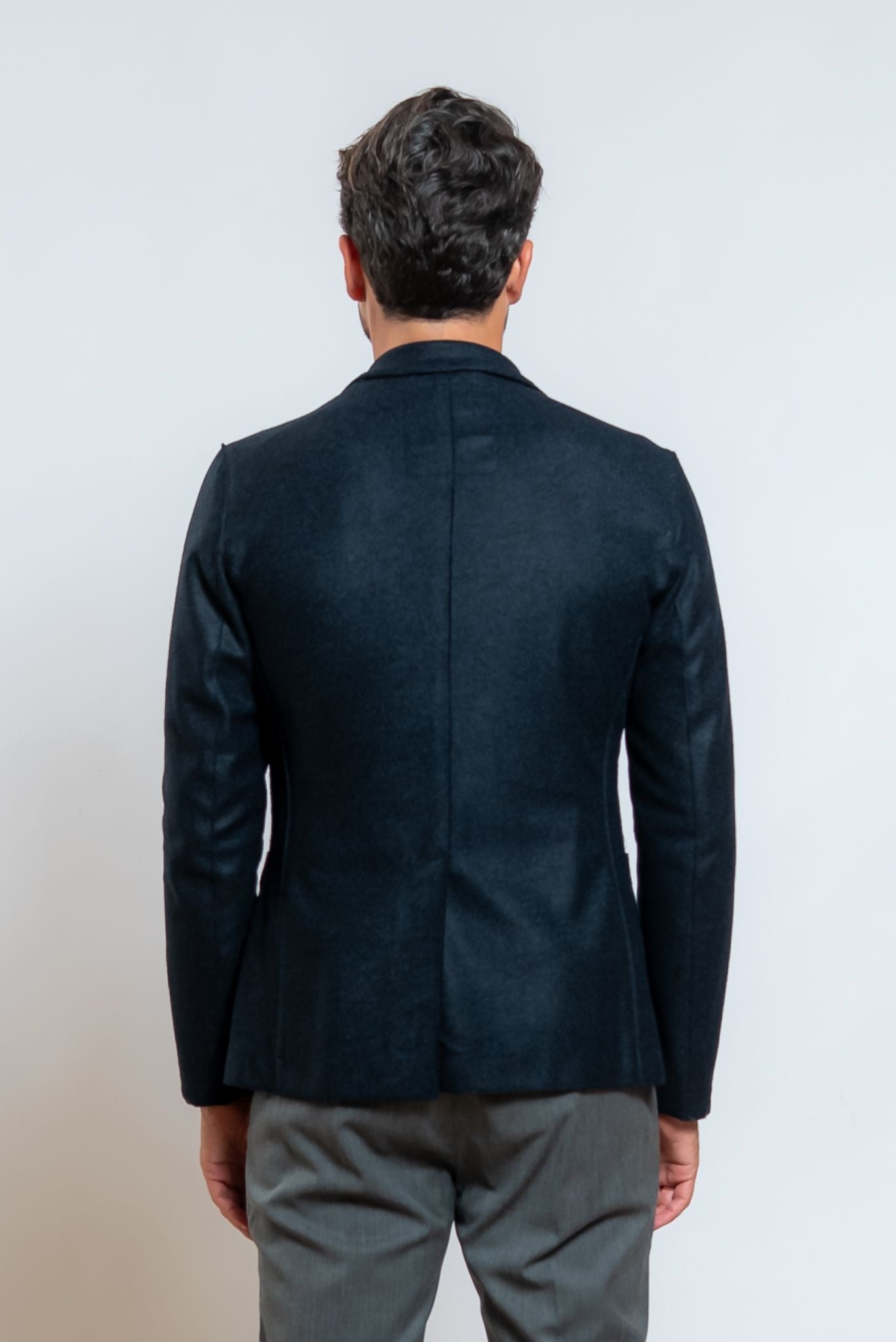 bob giacca monopetto dover in jersey blu - vista posteriore