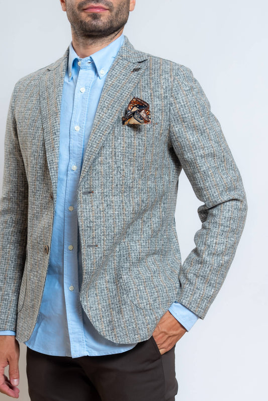 Giacca Monopetto Harlow in Maglia Gessata