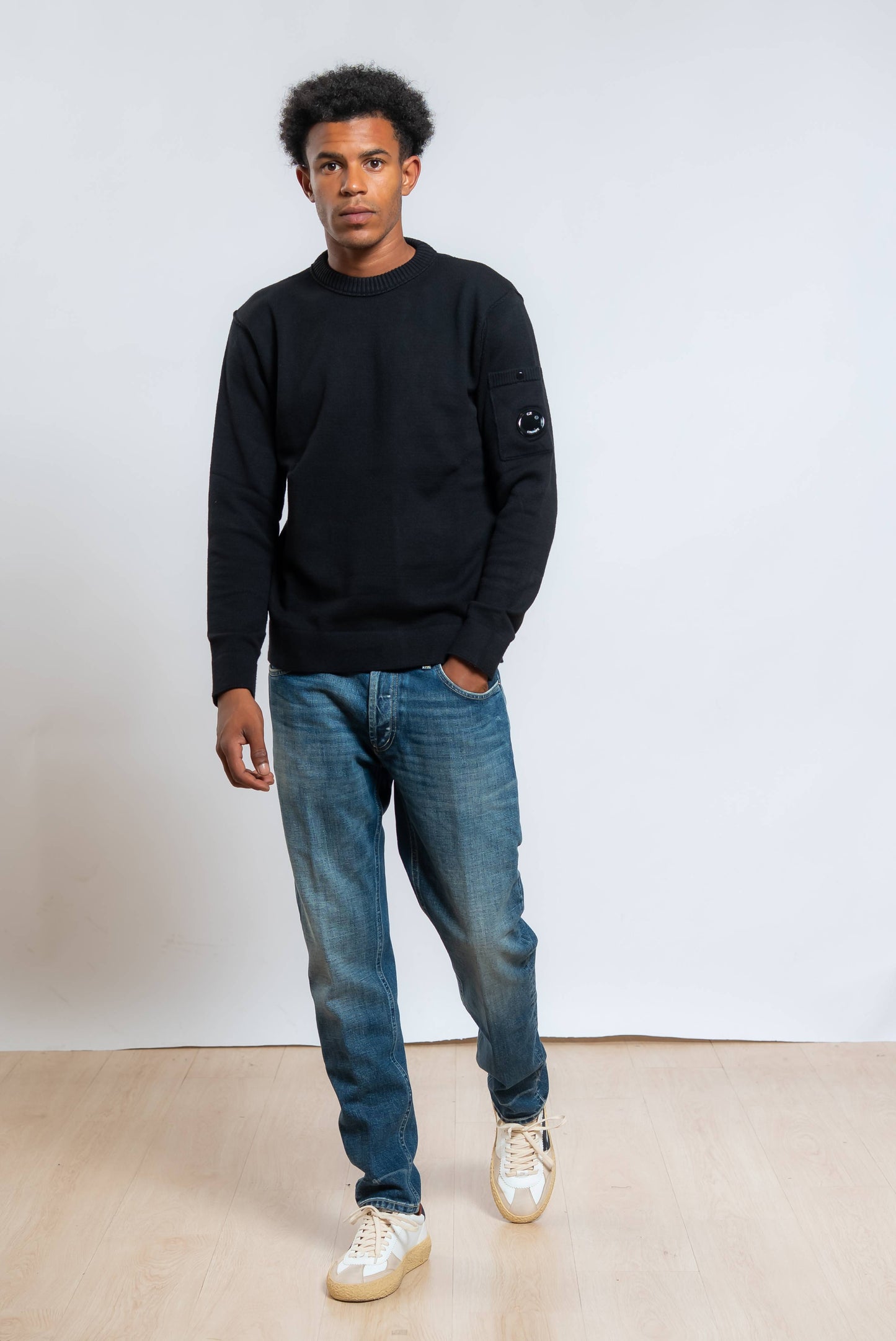 Maglione Cotton Stretch a Girocollo Nero