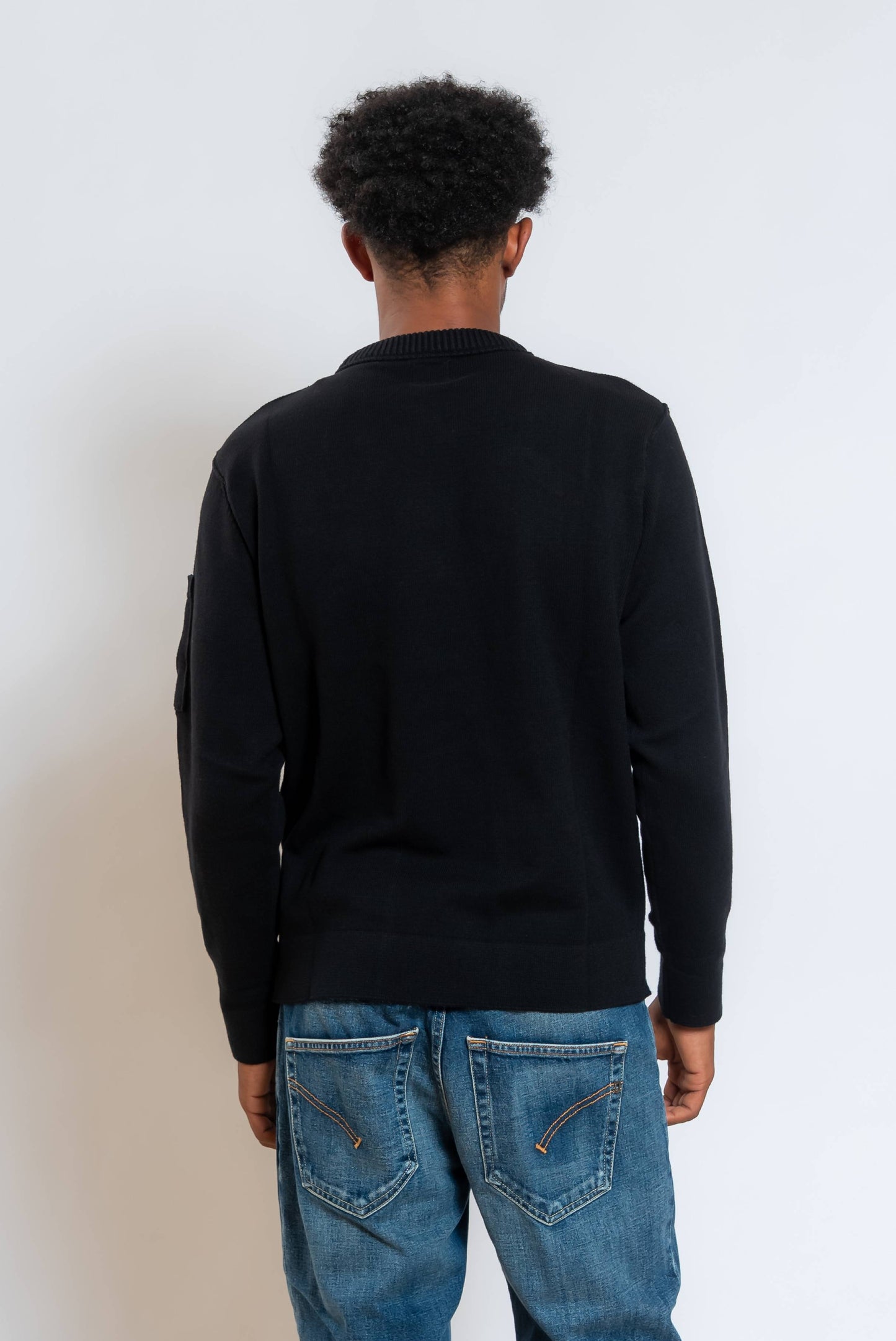 Maglione Cotton Stretch a Girocollo Nero