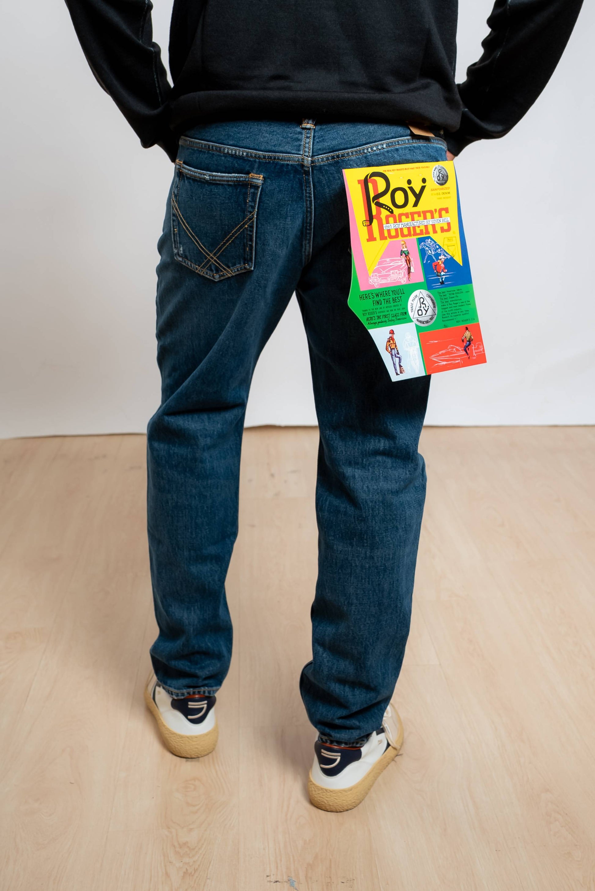 roy roger's jeans blu drapper re-search baker carrot fit, visuale posteriore