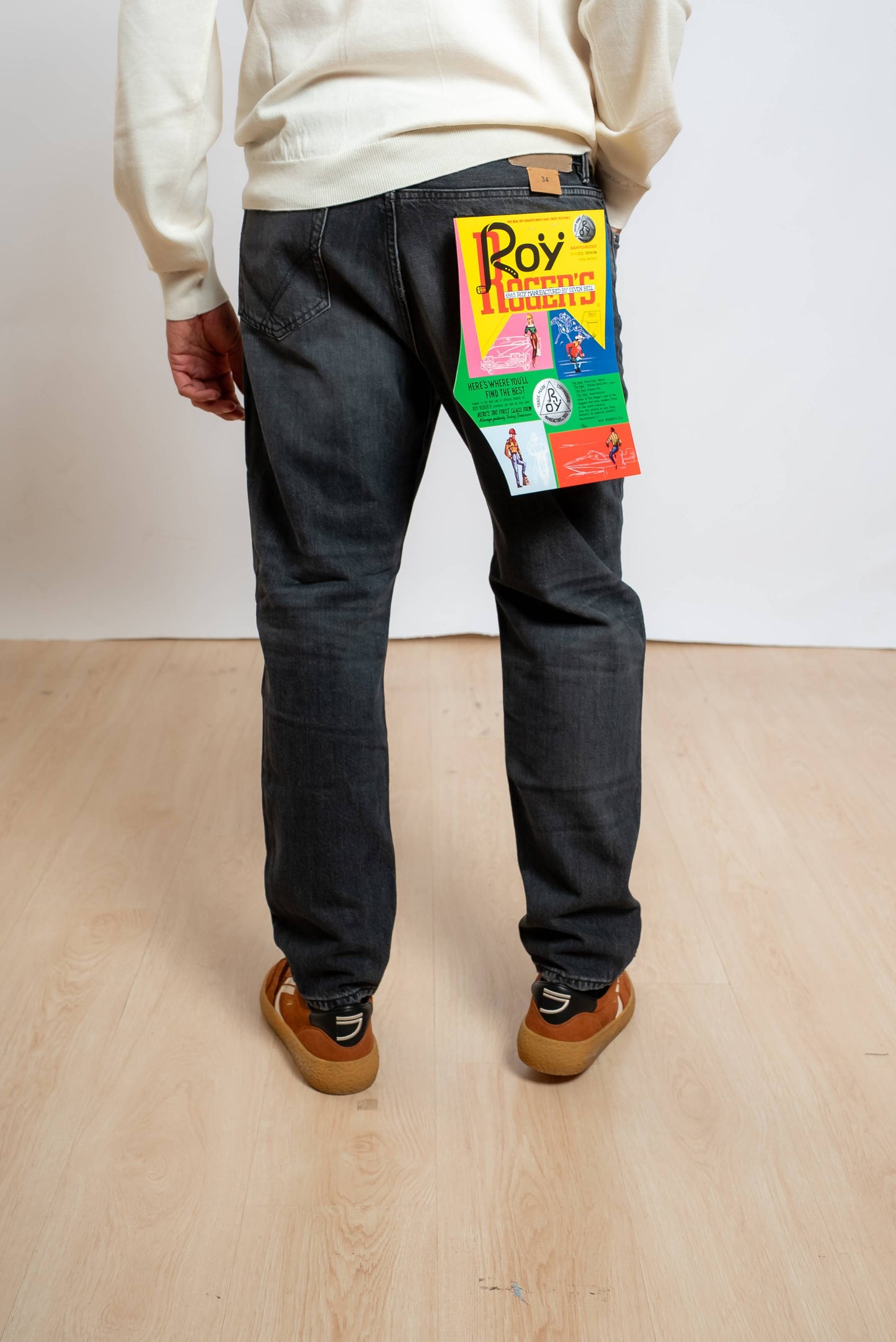 roy roger's uomo jeans nero drapper re-search parker carrot fit, vista posteriore