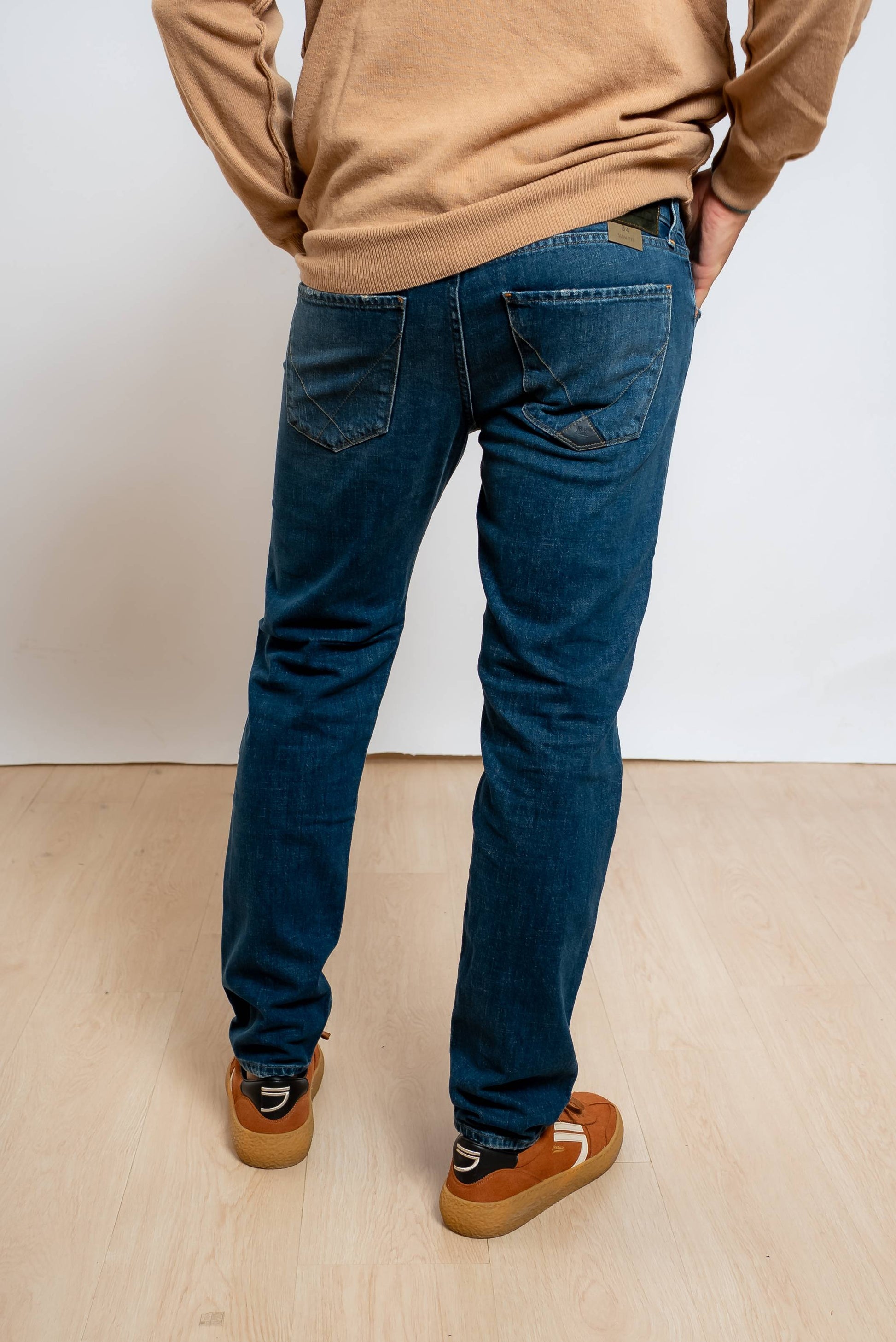 roy roger's uomo jeans blu 517 chelsea slim fit, vista posteriore