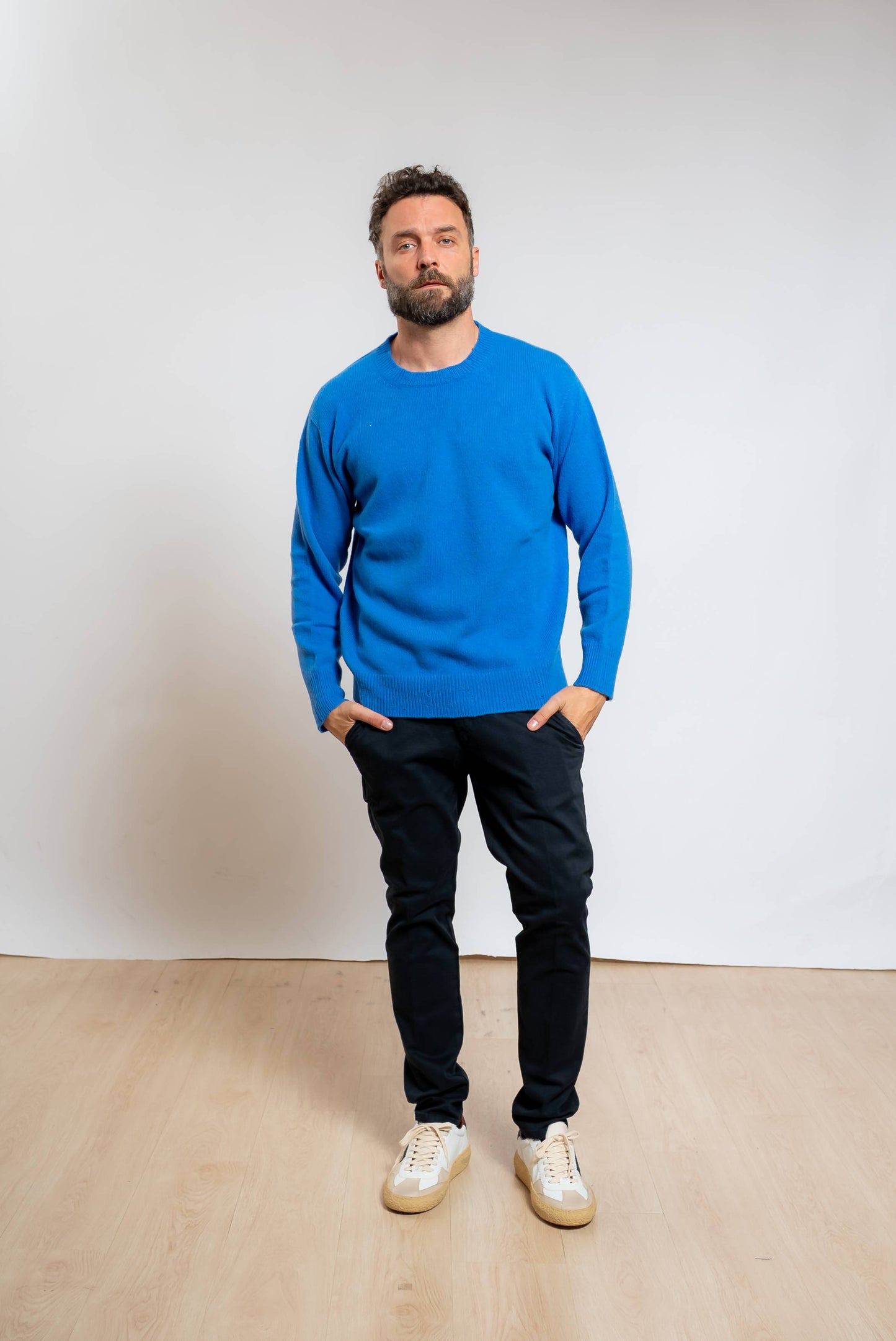 Maglione in Lana e Cashmere Azzurro