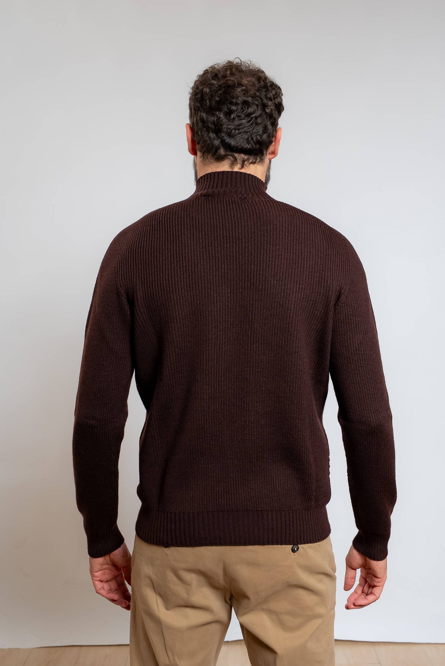 Maglione a Costine in Lana Marrone