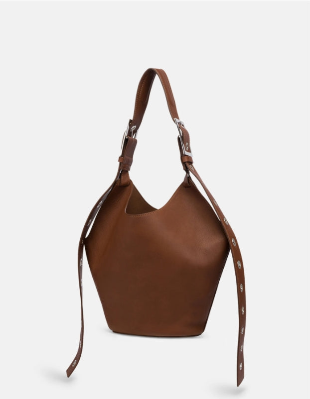 Borsa Hobo Small in Pelle Marrone