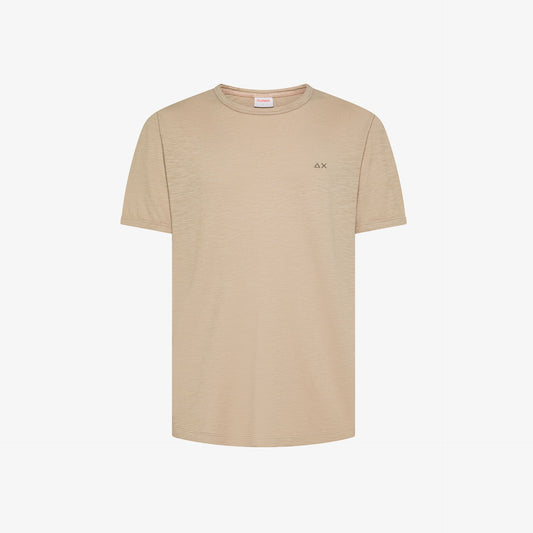 T-shirt Con Logo Ricamato in Cotone Beige