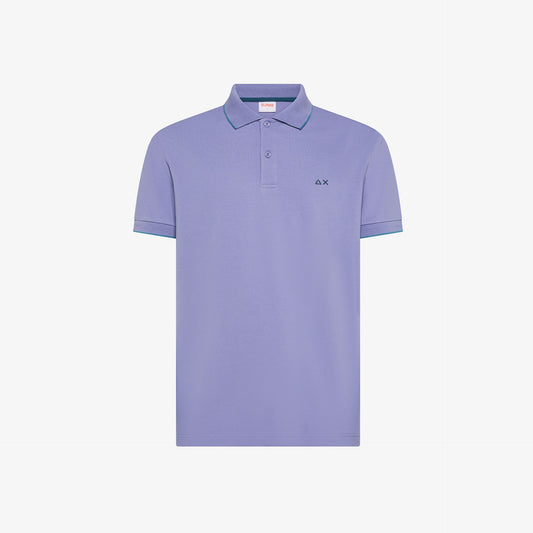 Polo in Piquet Lilla con Dettagli a Contrasto