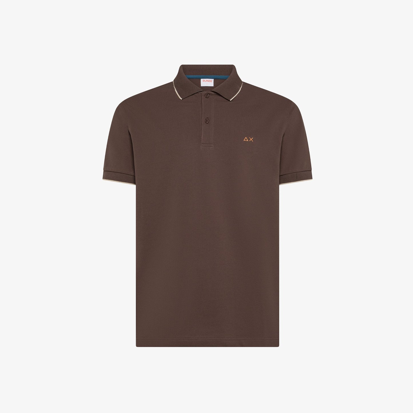 Polo in Piquet Marrone con Dettagli a Contrasto