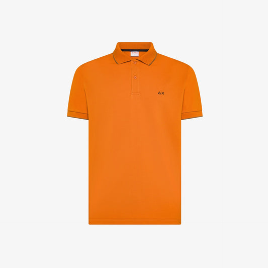 Polo in Piquet Arancione con Dettagli a Contrasto
