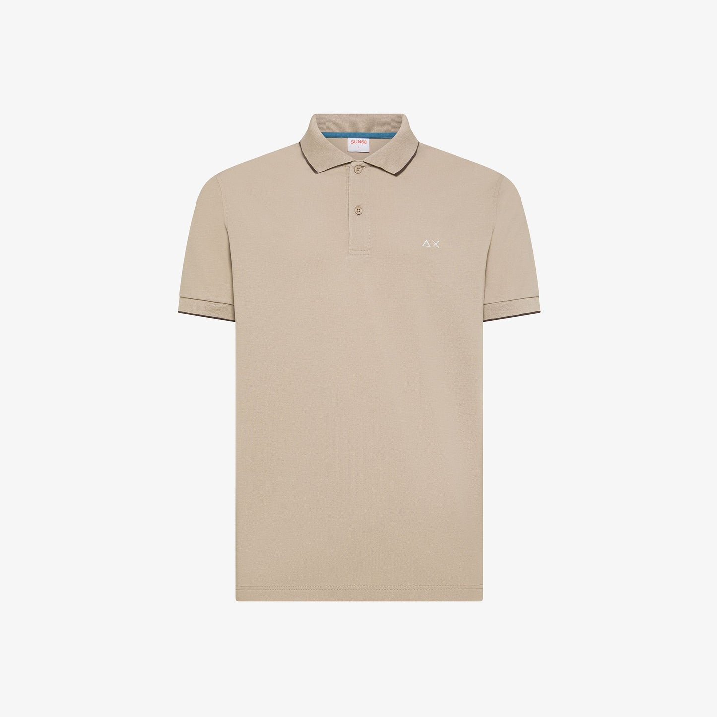 Polo in Piquet Beige con Dettagli a Contrasto