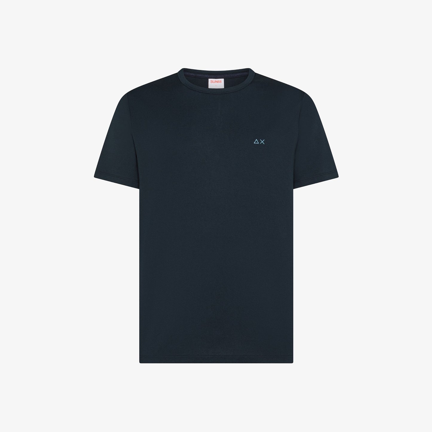 T-shirt a Girocollo in Cotone Blu Navy
