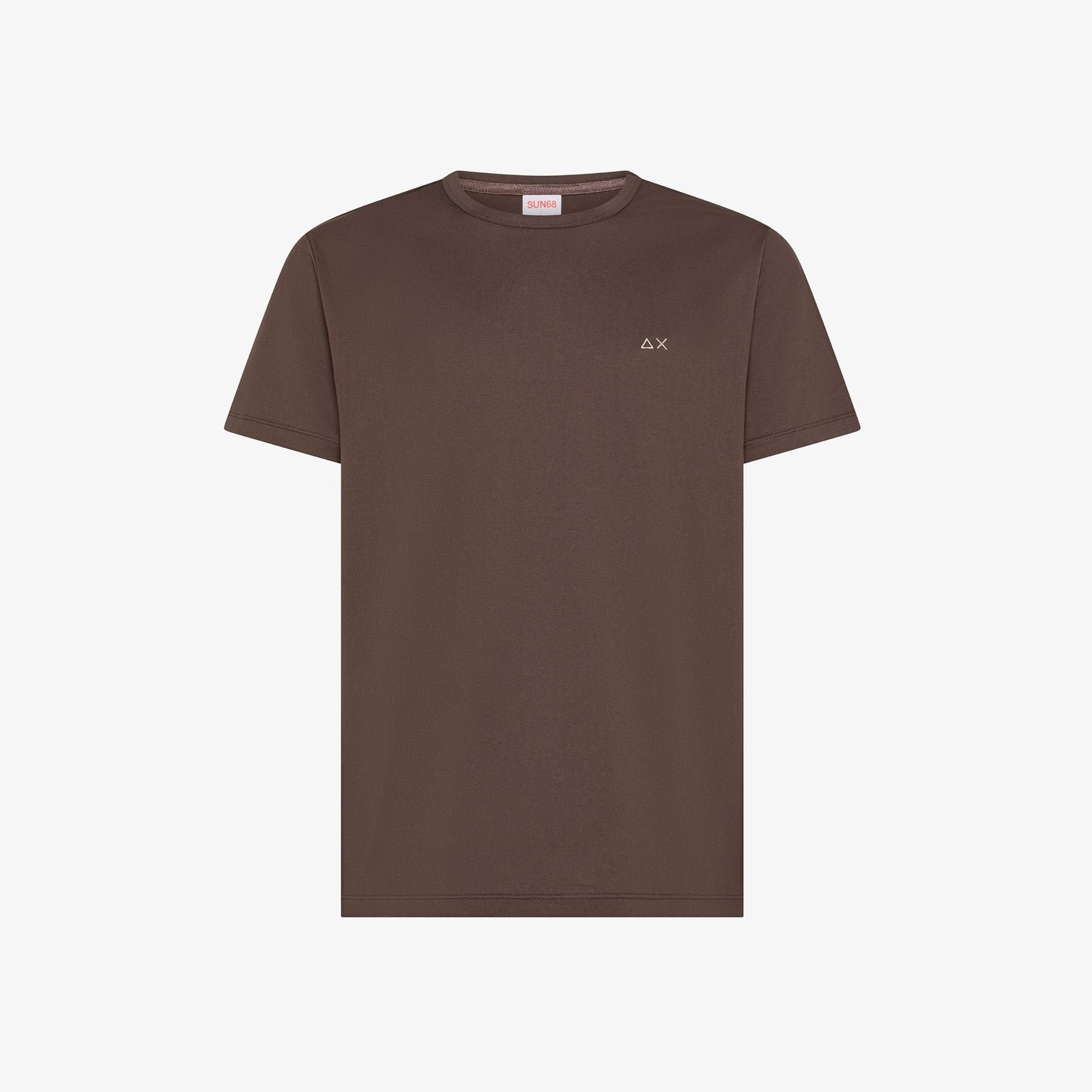 T-shirt a Girocollo in Cotone Marrone
