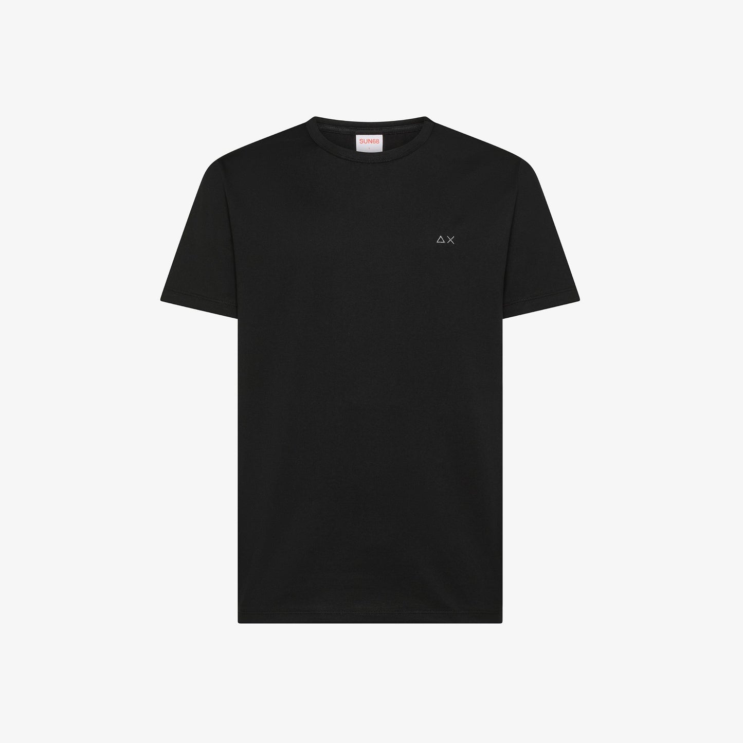 T-shirt a Girocollo in Cotone Nero