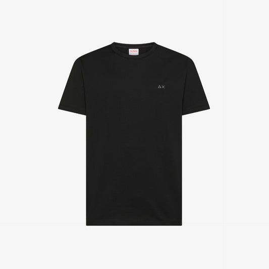 T-shirt a Girocollo in Cotone Nero