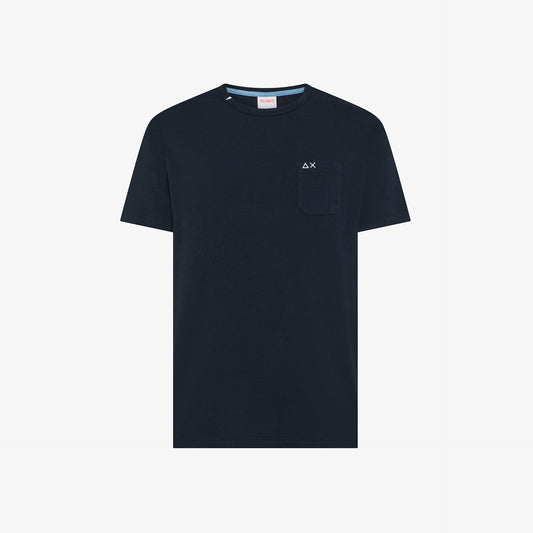 T-shirt con Taschino in Cotone Blu Navy