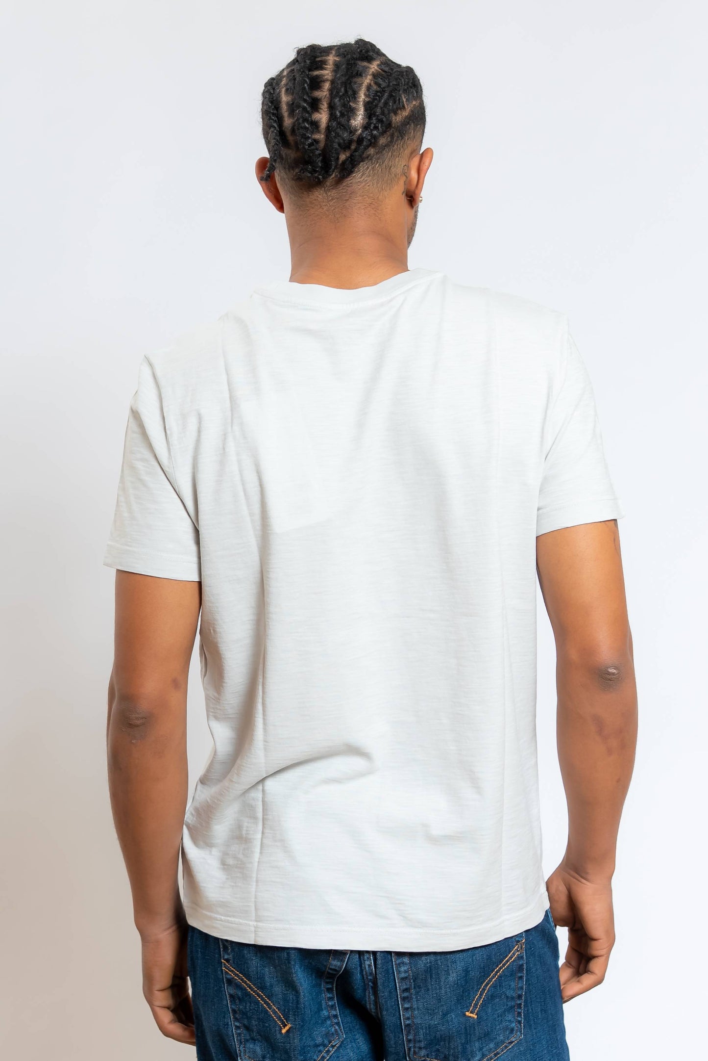 T-shirt a Girocollo in Cotone Fiammato Beige