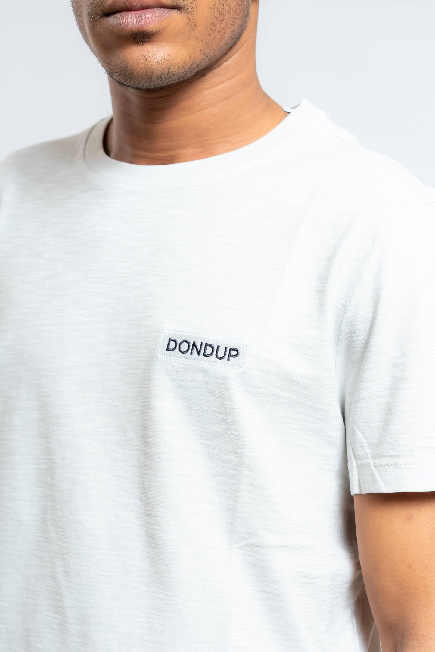 T-shirt a Girocollo in Cotone Fiammato Beige