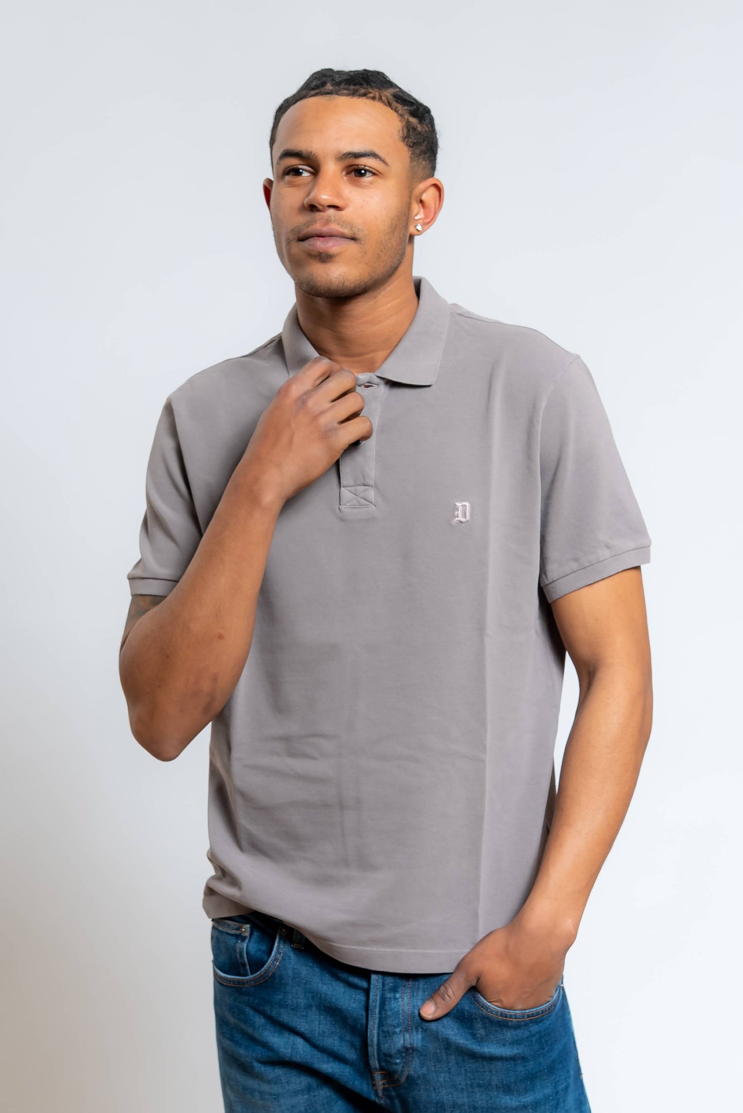 Polo in Piquet Marrone con Logo