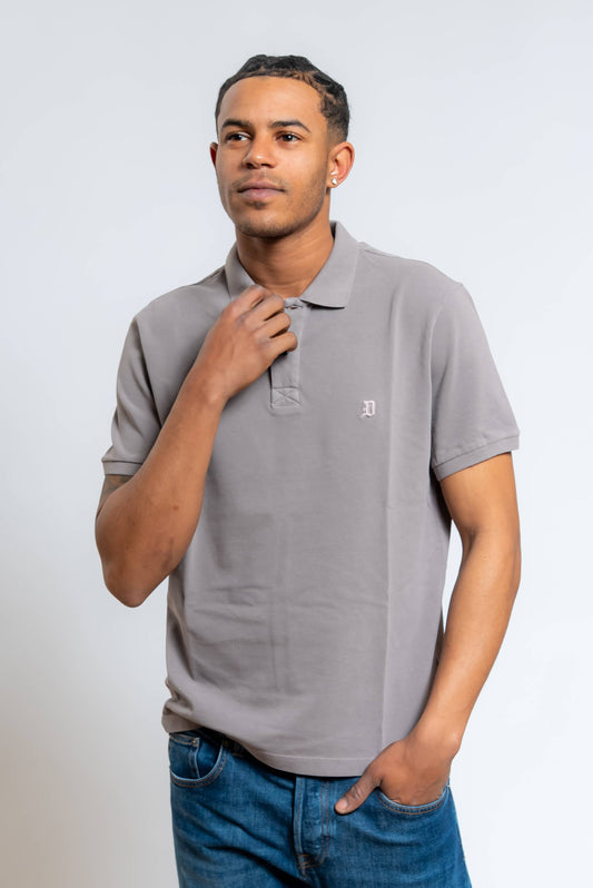 Polo in Piquet Marrone con Logo