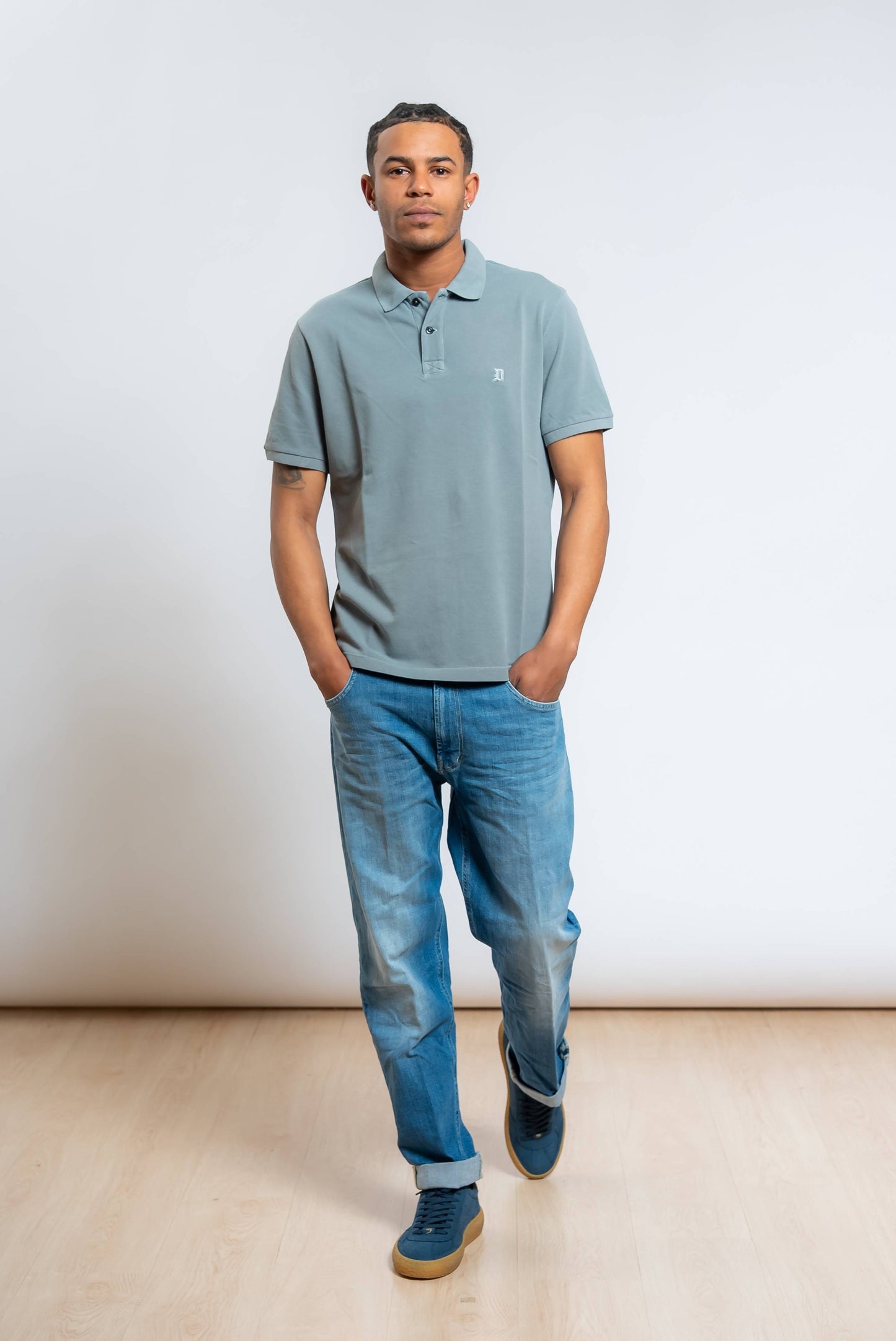 Polo in Piquet Verde con Logo