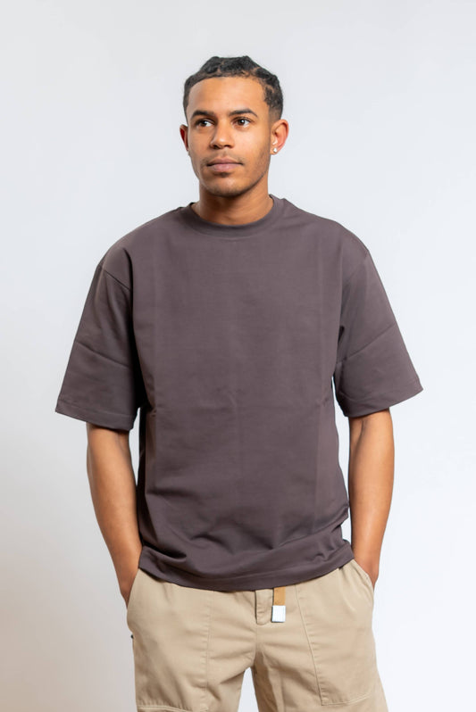 T-shirt Over in Cotone Marrone