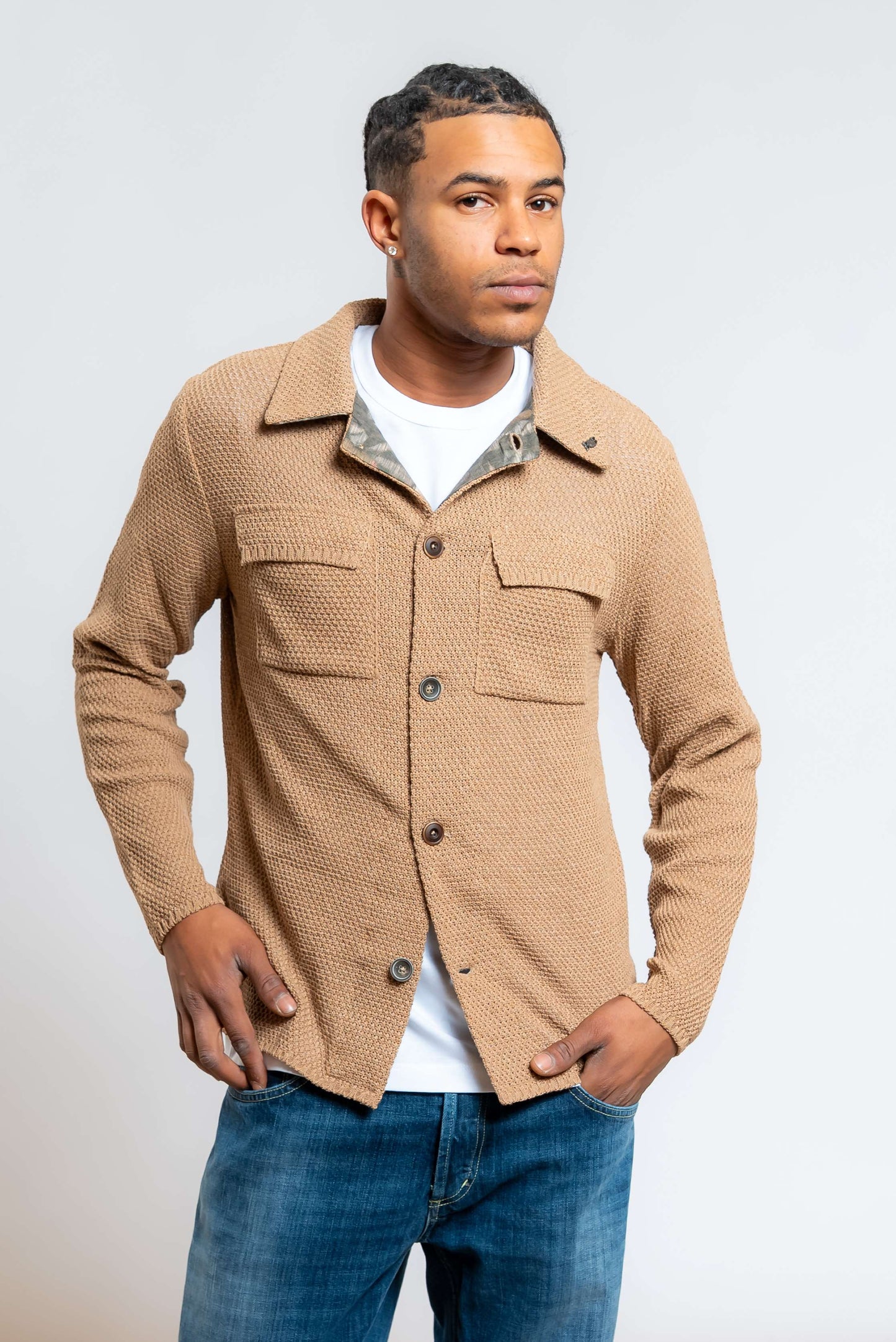 Giacca Jean in Maglia Beige