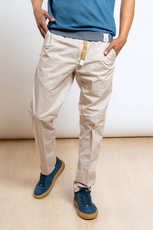 Pantalone Greg in Cotone Stretch Beige Chiaro