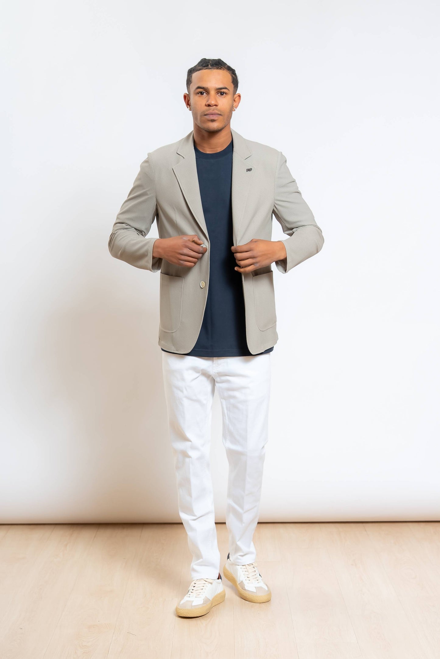 Giacca Golden Monopetto Beige in Mesh