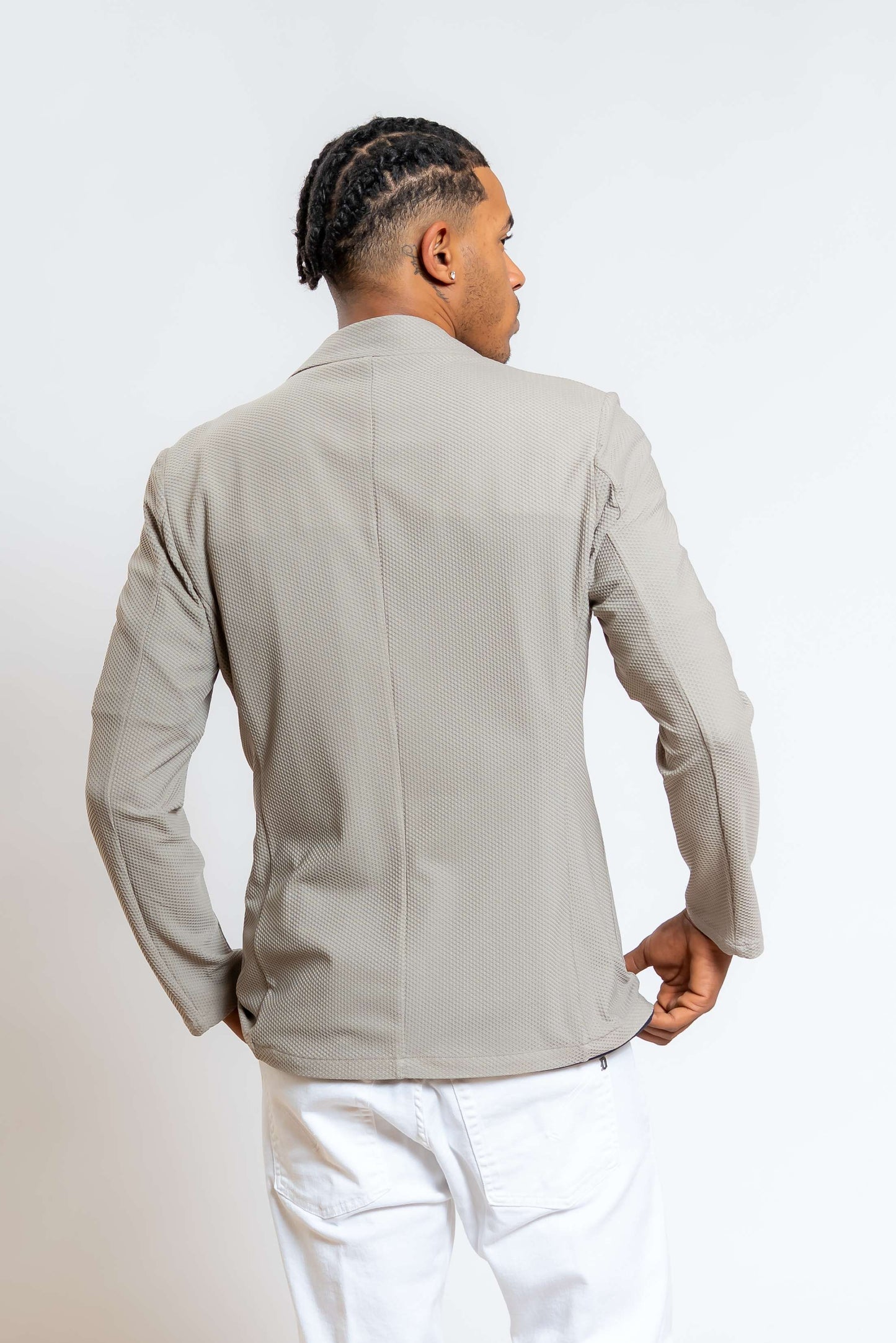 Giacca Golden Monopetto Beige in Mesh