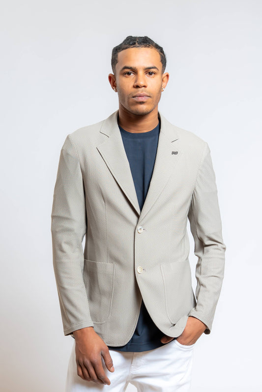 Giacca Golden Monopetto Beige in Mesh