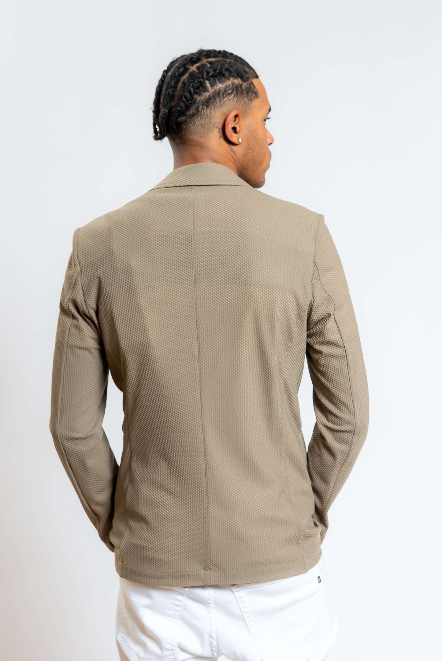 Giacca Golden Monopetto Beige Scuro in Mesh