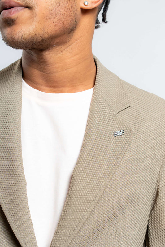 Giacca Golden Monopetto Beige Scuro in Mesh