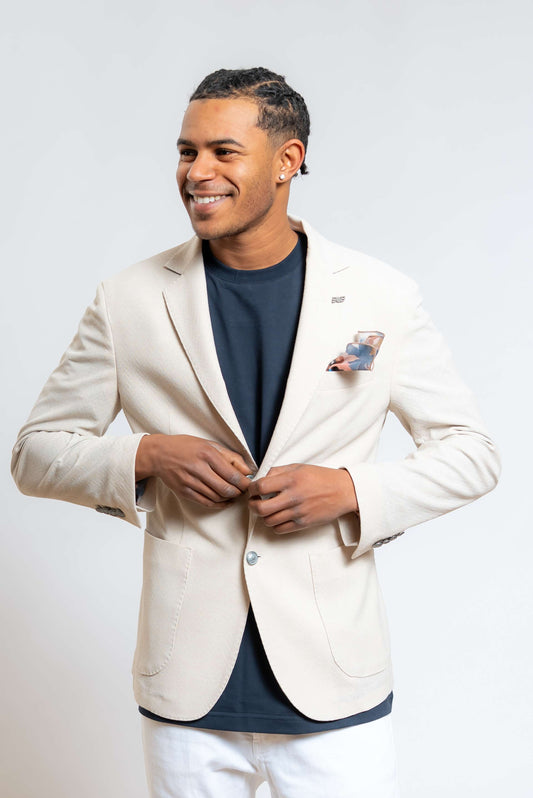 Giacca Lord in Cotone Lavorato Beige