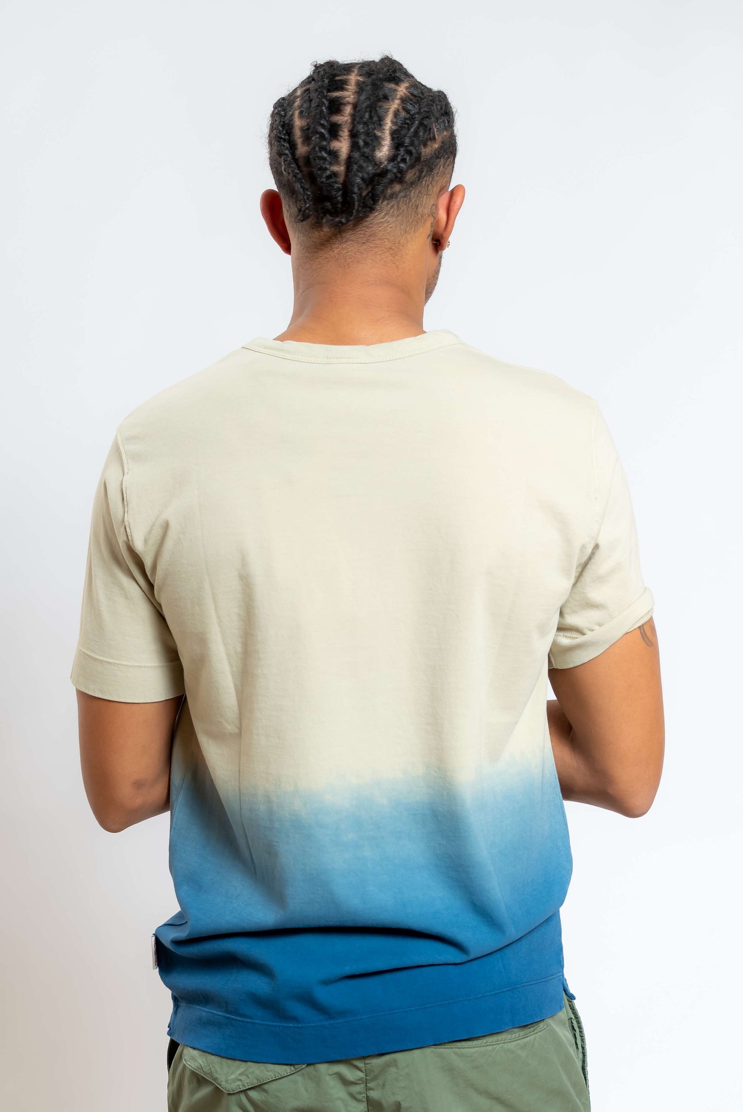 T-shirt Caden in Cotone Sfumato Beige e Blu