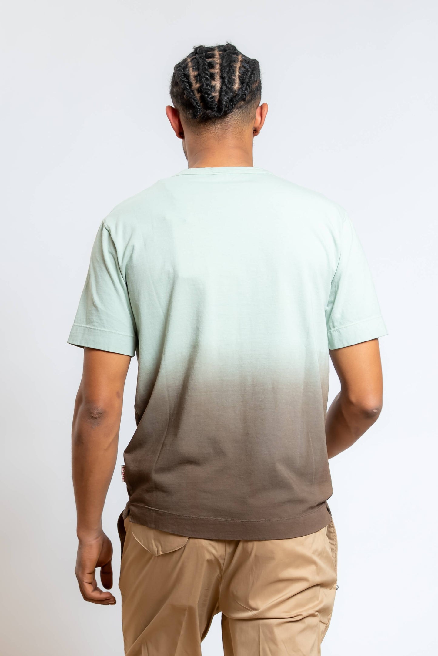 T-shirt Caden in Cotone Sfumato Verde e Marrone