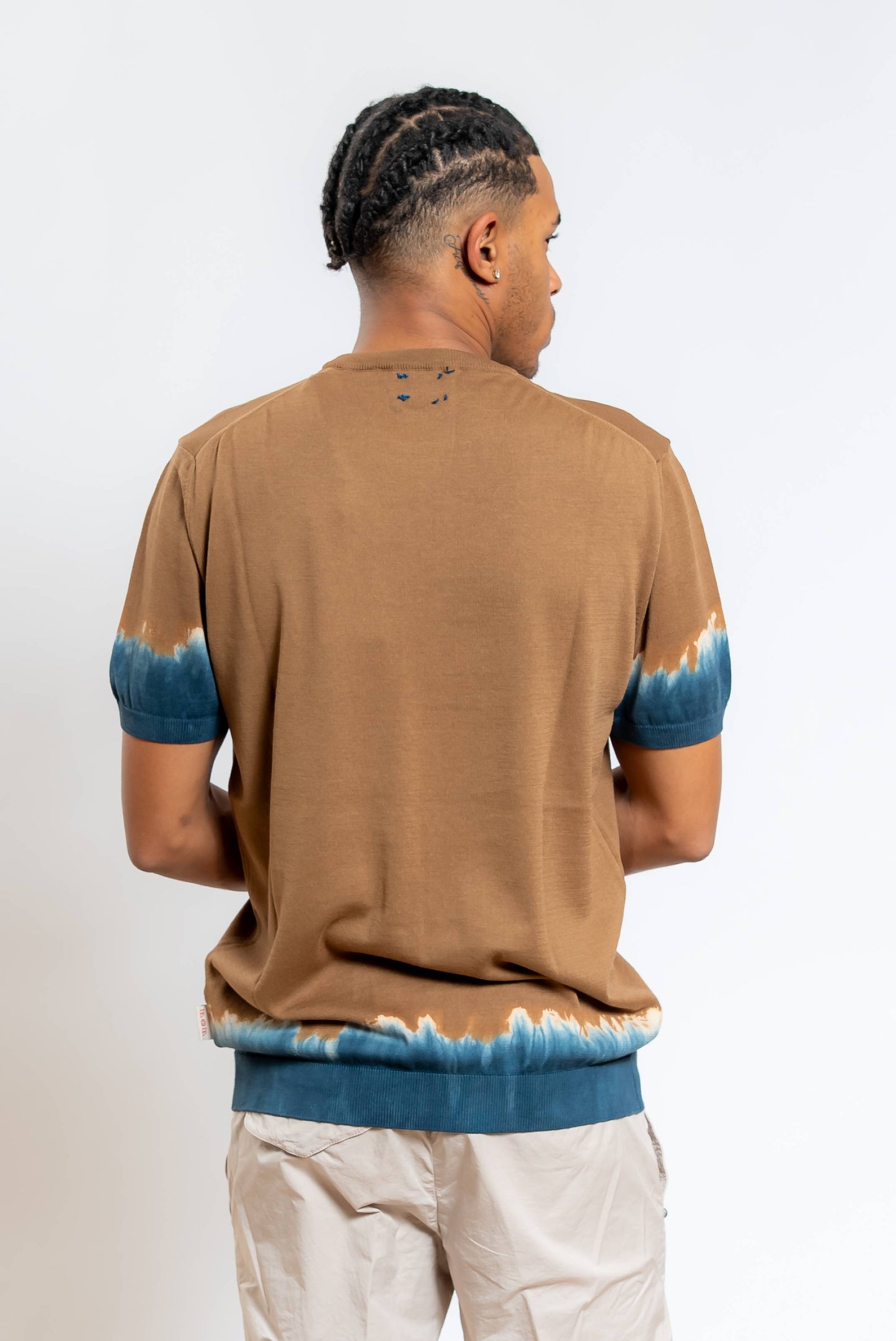 T-shirt Sonic in Maglia Marrone con Dettaglio Blu