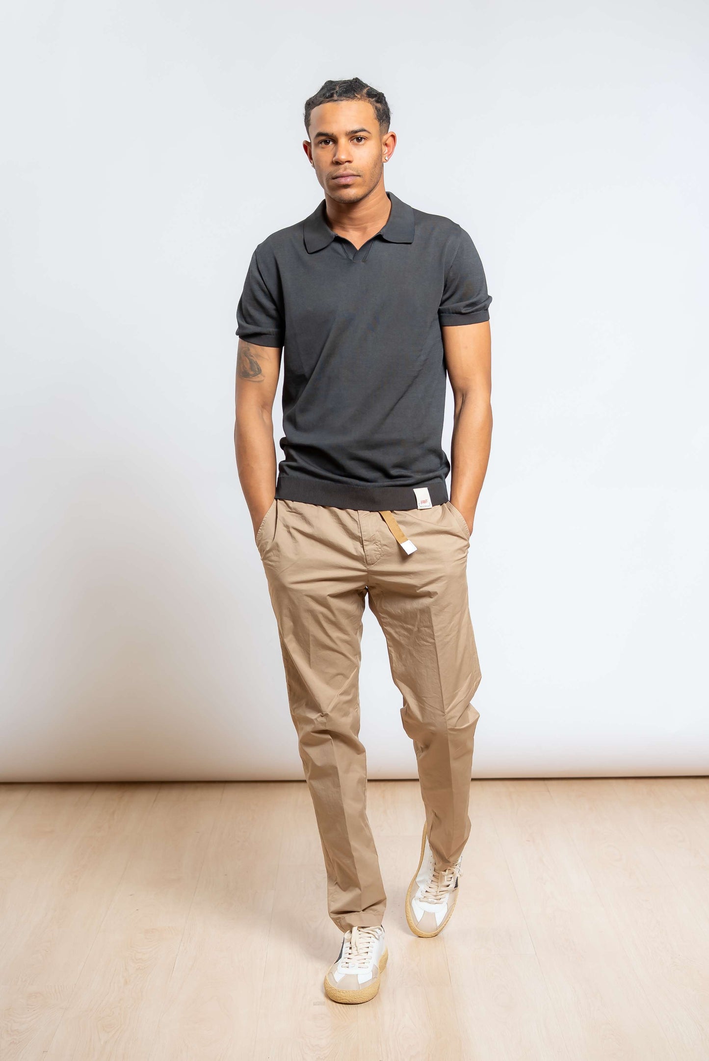 Polo Perry Reversibile in Filo di Cotone Marrone