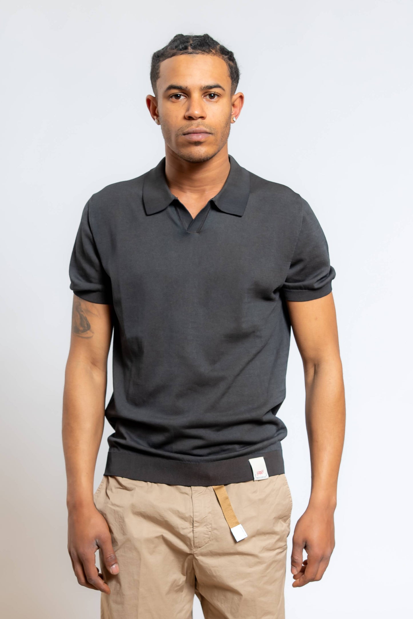 Polo Perry Reversibile in Filo di Cotone Marrone