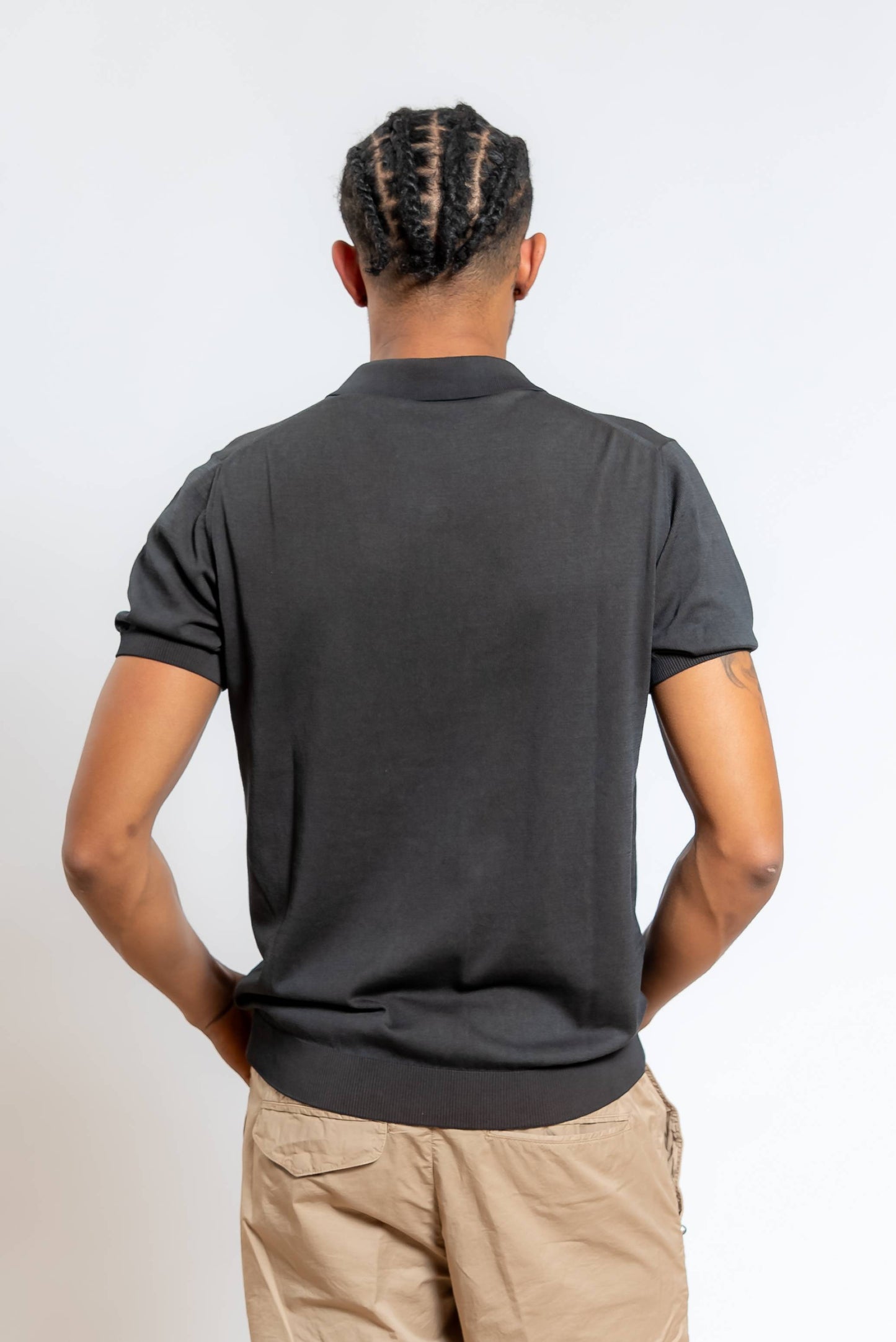 Polo Perry Reversibile in Filo di Cotone Marrone