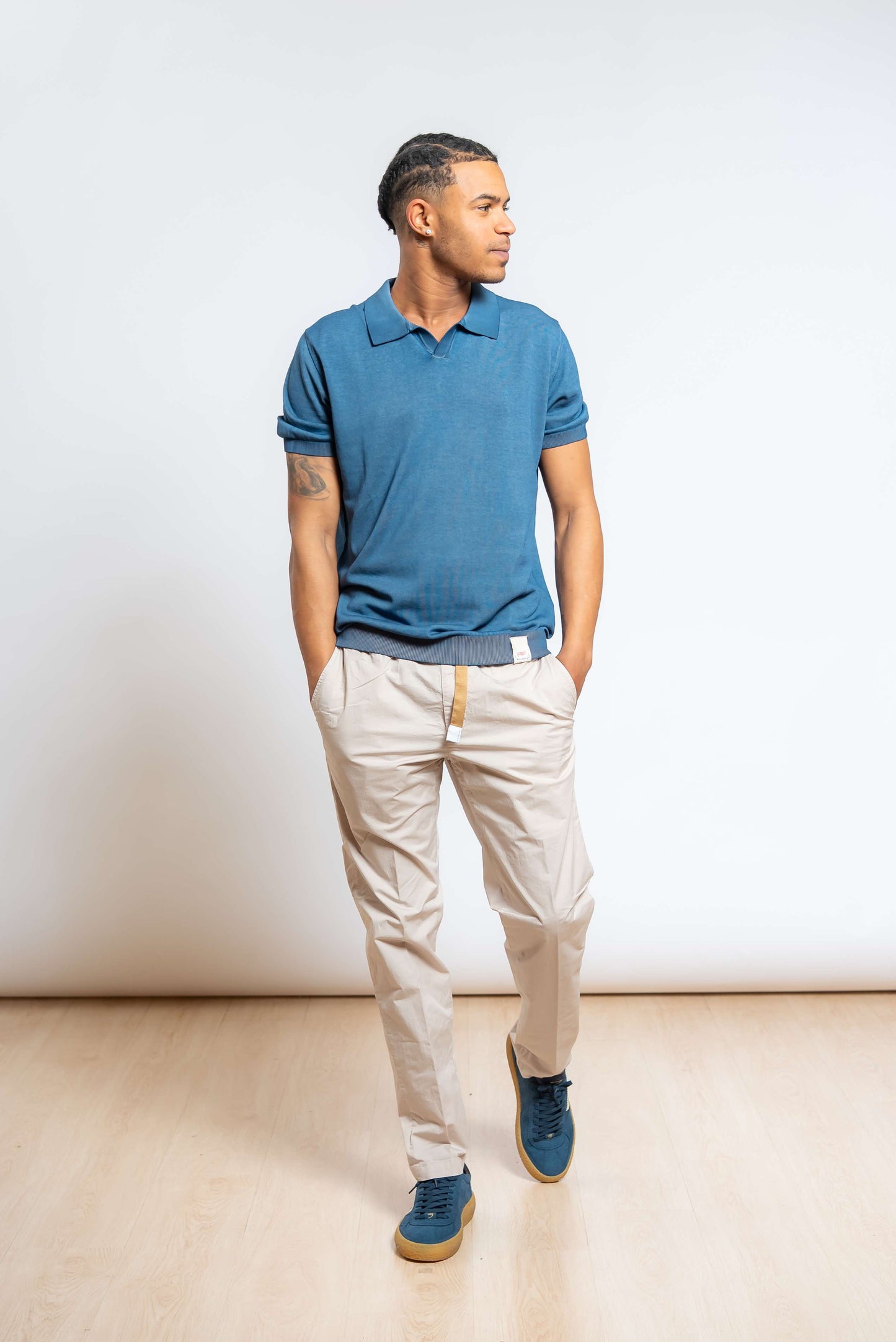 Polo Perry Reversibile in Filo di Cotone Blu
