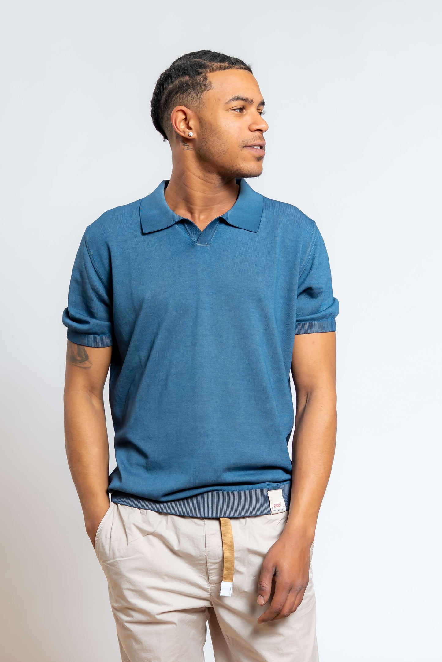 Polo Perry Reversibile in Filo di Cotone Blu