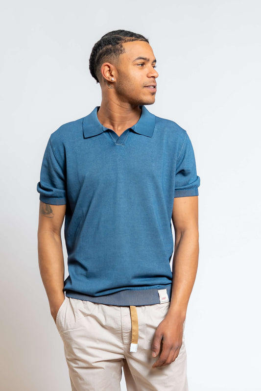 Polo Perry Reversibile in Filo di Cotone Blu