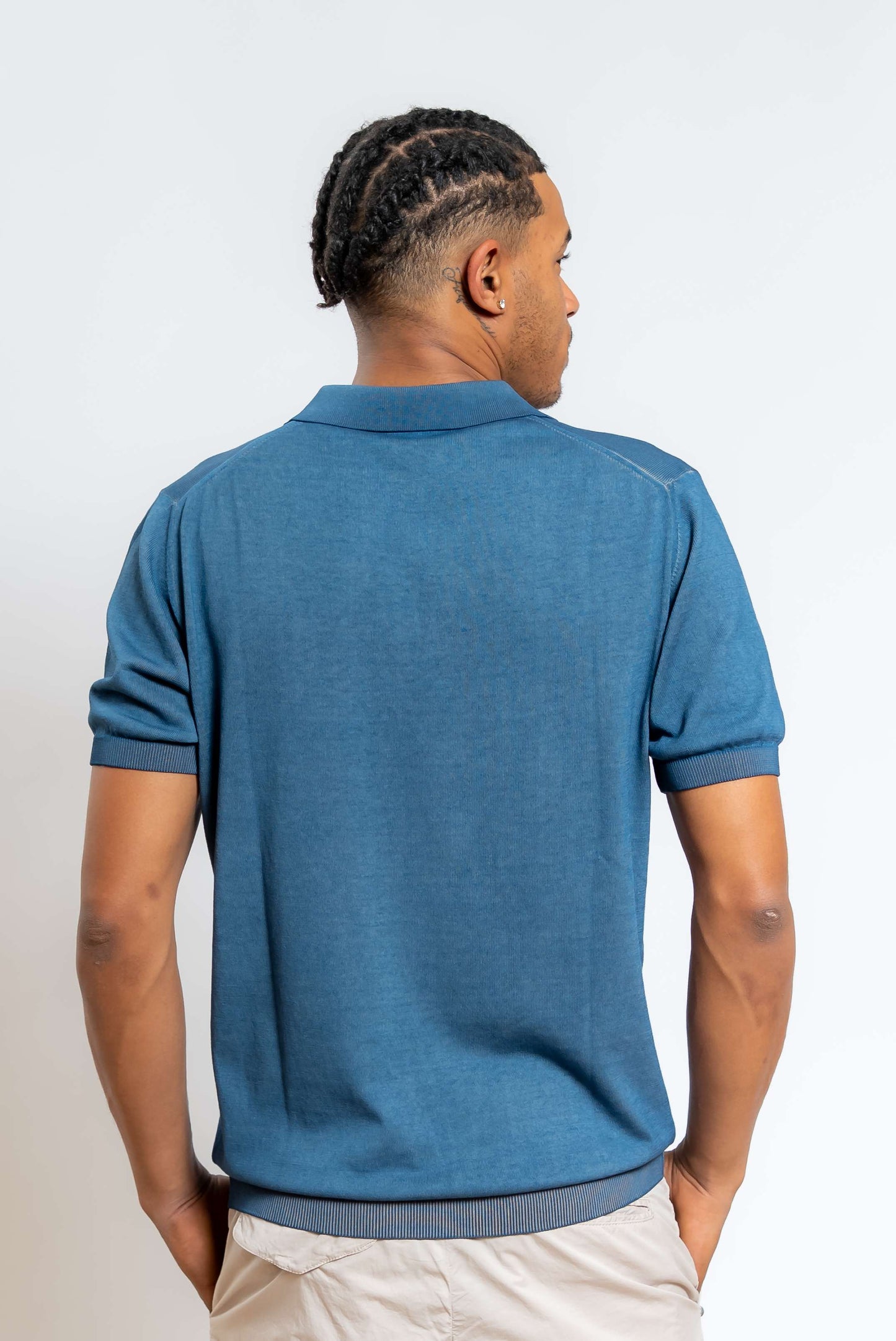 Polo Perry Reversibile in Filo di Cotone Blu