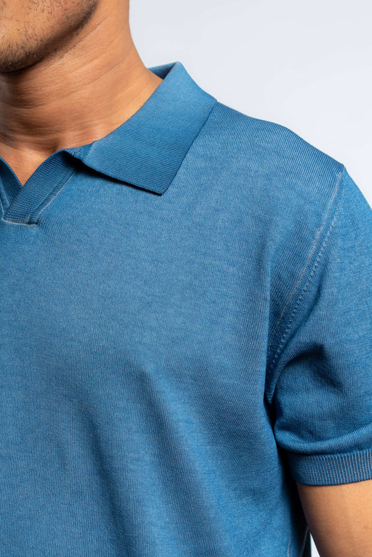 Polo Perry Reversibile in Filo di Cotone Blu